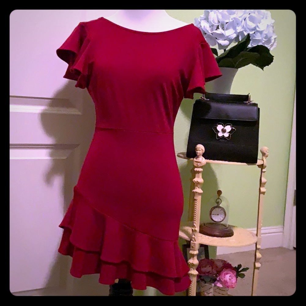 ruffle cap sleeve dress red forever 21